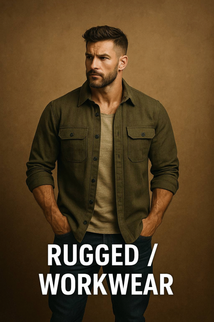 🧱 Rugged / Workwear: Sert, Dayanıklı ve Erkeksi Görünüm